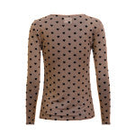 MESH LS TSHIRT - SAND BLACK FLOCK HEART