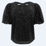 PAIGE-SS-BLOUSE - BLACK SEQUINS