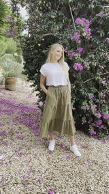 A-LINE LONG SKIRT - ARMY