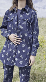 MITTY-SHIRT-JACKET - DENIM FLOWER