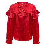 TIA-LS-FRILL BLOUSE - RED BOW