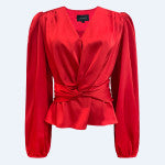 TIKI LS TWIST BLOUSE - RED