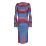 NATALIA-LS-DRESS - BLUE RED LUREX STRIPE
