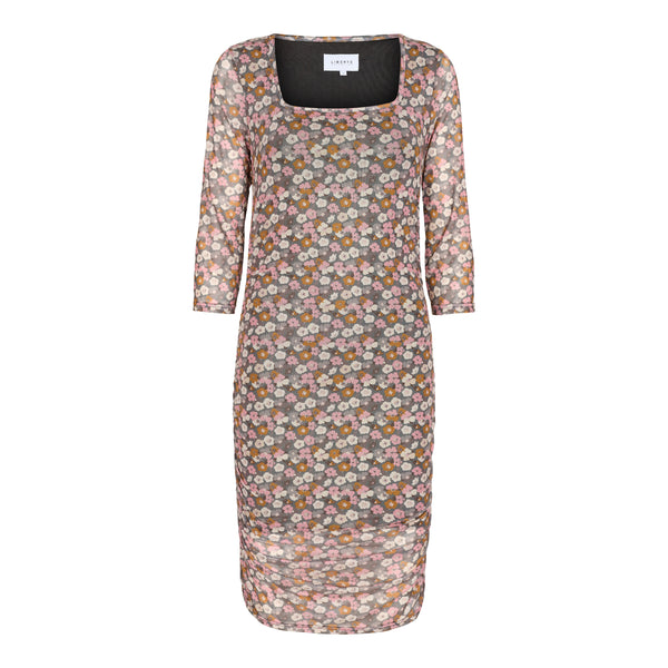 MESH-SLIM-DRESS - GREY ROSE FLOWER