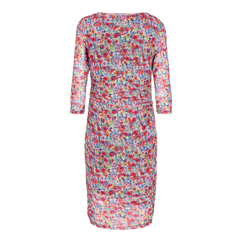 MESH SLIM DRESS - RED FLOWERS