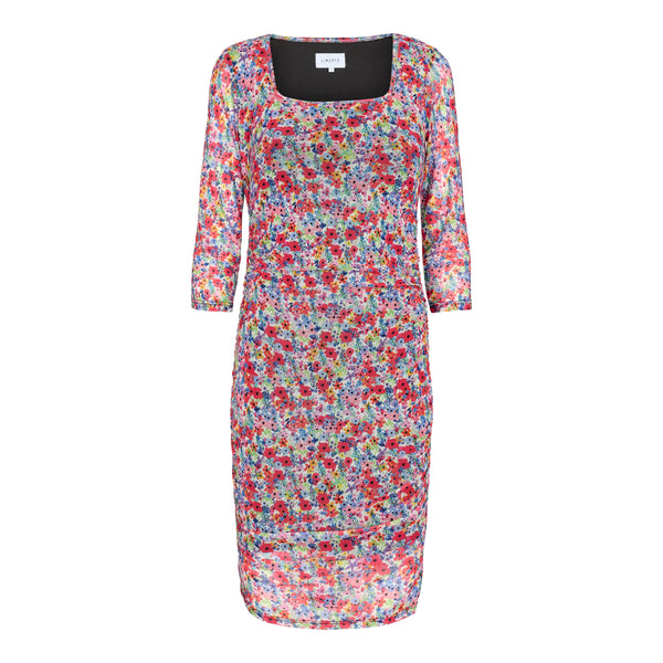 MESH-SLIM-DRESS - RED FLOWERS