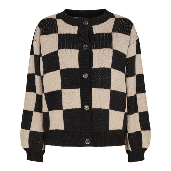 HILDA-CARDIGAN - BLACK CREME CHECK