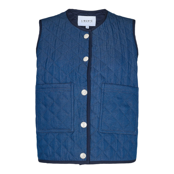 DIBBY-QUILT-VEST - BLUE DENIM
