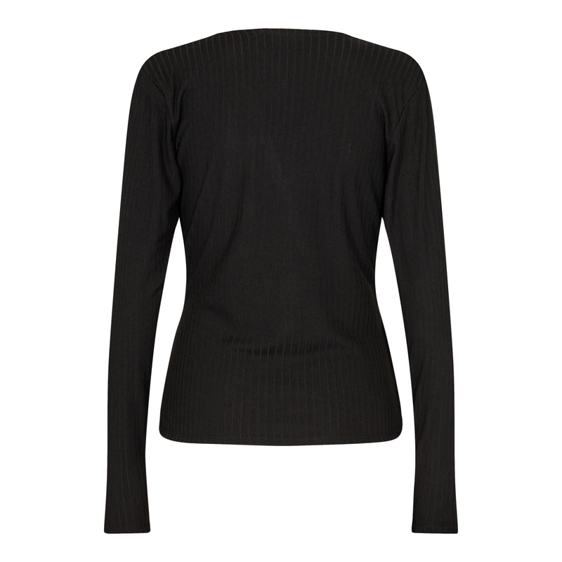 RIB-LS-WRAP-BLOUSE - BLACK