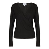 RIB-LS-WRAP-BLOUSE - BLACK
