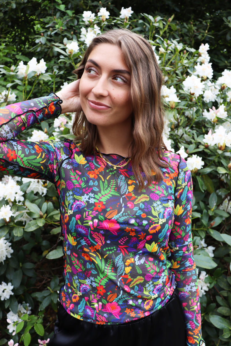 MESH-TOP - COLORFUL FOREST BLACK