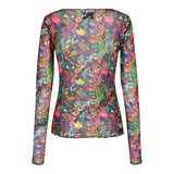 MESH-TOP - COLORFUL FOREST BLACK