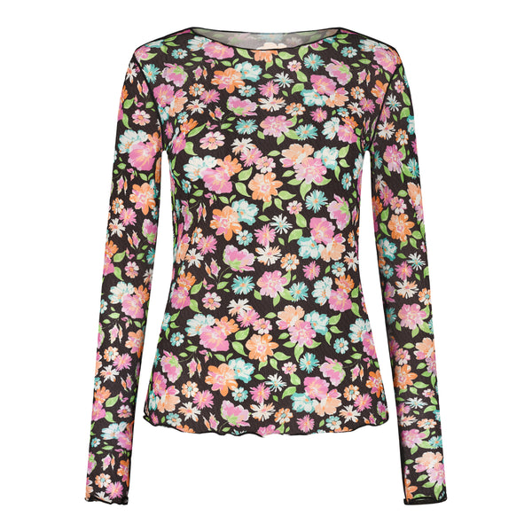 MESH-TOP - MINT ORANGE FLOWERS