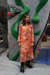 MAGGIE-LS-DRESS - ORANGE PINK FLOWER