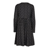 ALMA-LS-FRILL-DRESS - BLACK SILVER DOT