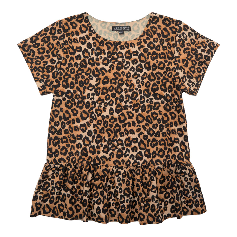 ALMA-FRILL-T-SHIRT (KIDS) - SAND BLACK LEO