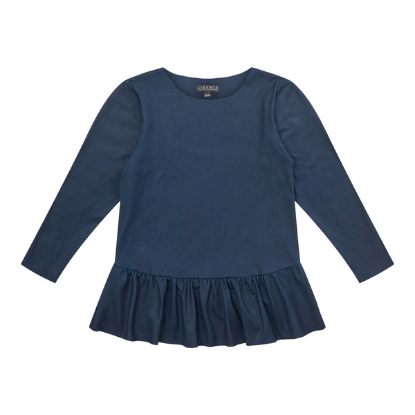 ALMA-LS-FRILL-TSHIRT (KIDS) - NAVY1