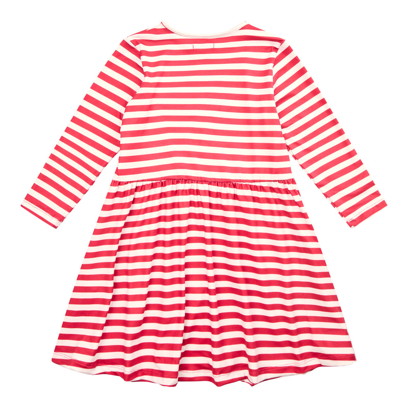 ALMA-LS-BABYDOLL-DRESS (KIDS) - RED CREME STRIPE