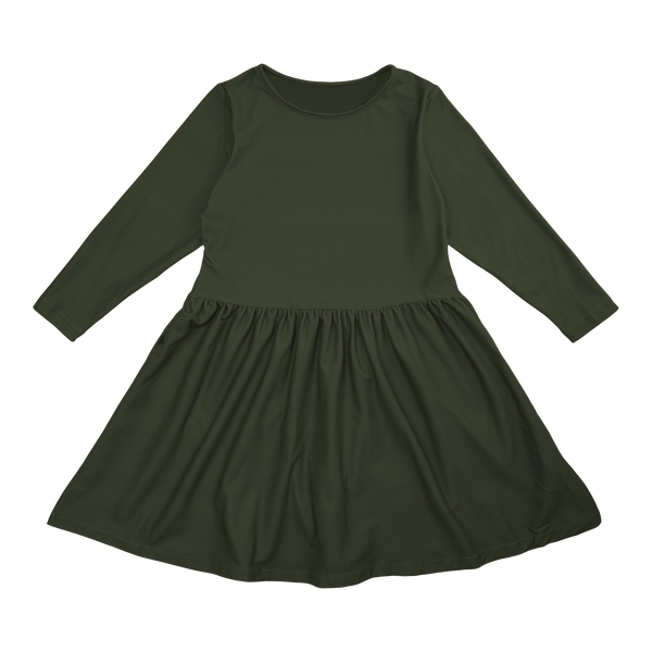 ALMA-LS-BABYDOLL-DRESS (KIDS) - ARMY1