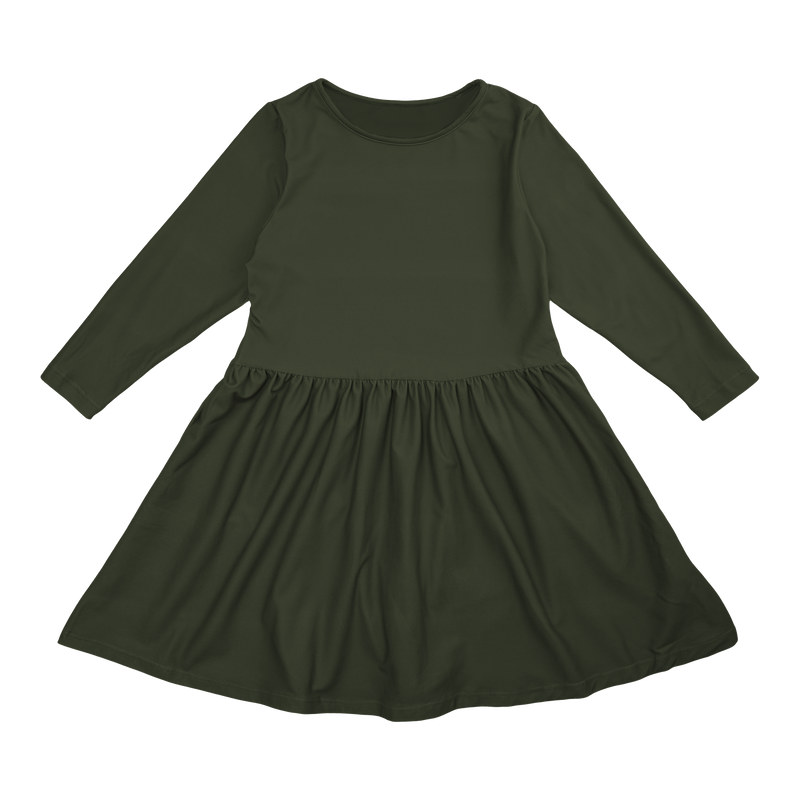 ALMA-LS-BABYDOLL-DRESS (KIDS) - ARMY1