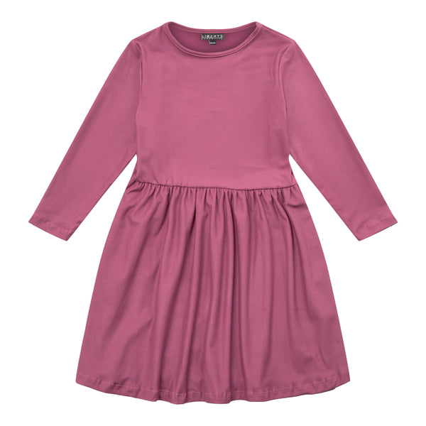 ALMA-LS-BABYDOLL-DRESS (KIDS) - DARK RASBERRY