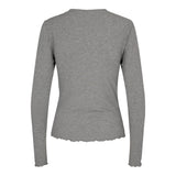 NATALIA LS ROUND NECK BLOUSE - GRAY MEL. 