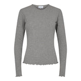 NATALIA LS ROUND NECK BLOUSE - GRAY MEL. 