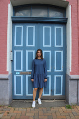 RUBI-DRESS - NAVY BLUE STRIPES