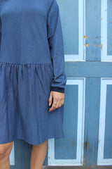 RUBI DRESS - NAVY BLUE STRIPES