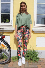 NICOLE LEGGINGS - BLACK YELLOW FLOWER