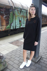 PENNY LS CREWNECK DRESS - BLACK