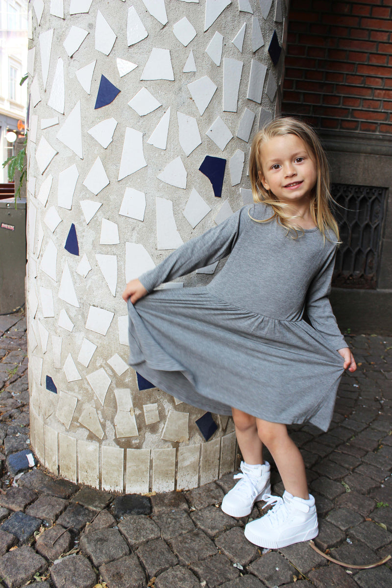 NATALIA-LS-DRESS (KIDS) - GREY MEL.